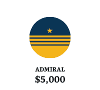 "Admiral membership rank icon with four gold stripes and star