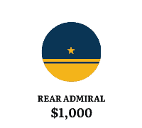 Rear Admiral membership rank icon with two gold stripes and star